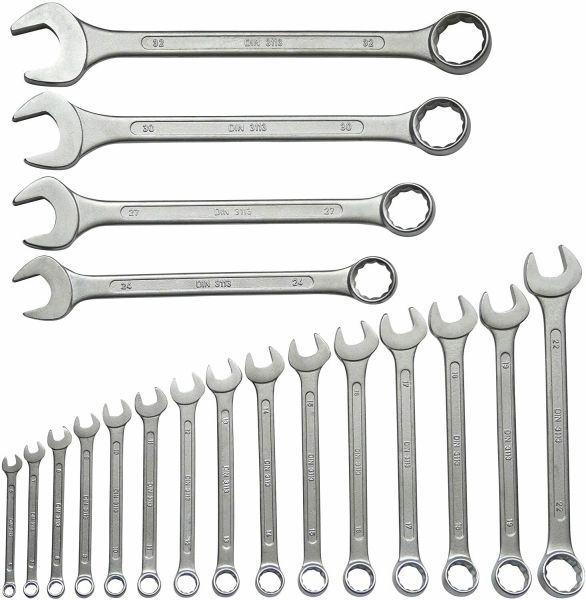 Set of combination open-end/ring spanners, 19-pcs.